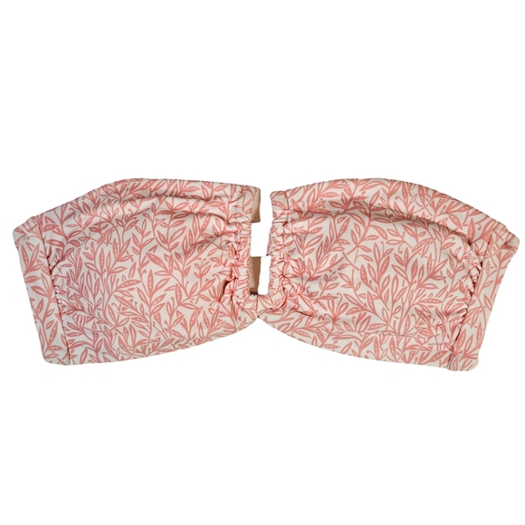 Onia Genevieve Bikini Top, White/Pink Micro Leaves, Small - Picture 6 of 16
